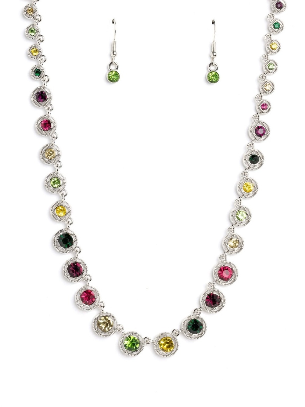 Paparazzi Multicolor Crystal Halo Necklace and Earrings Set New